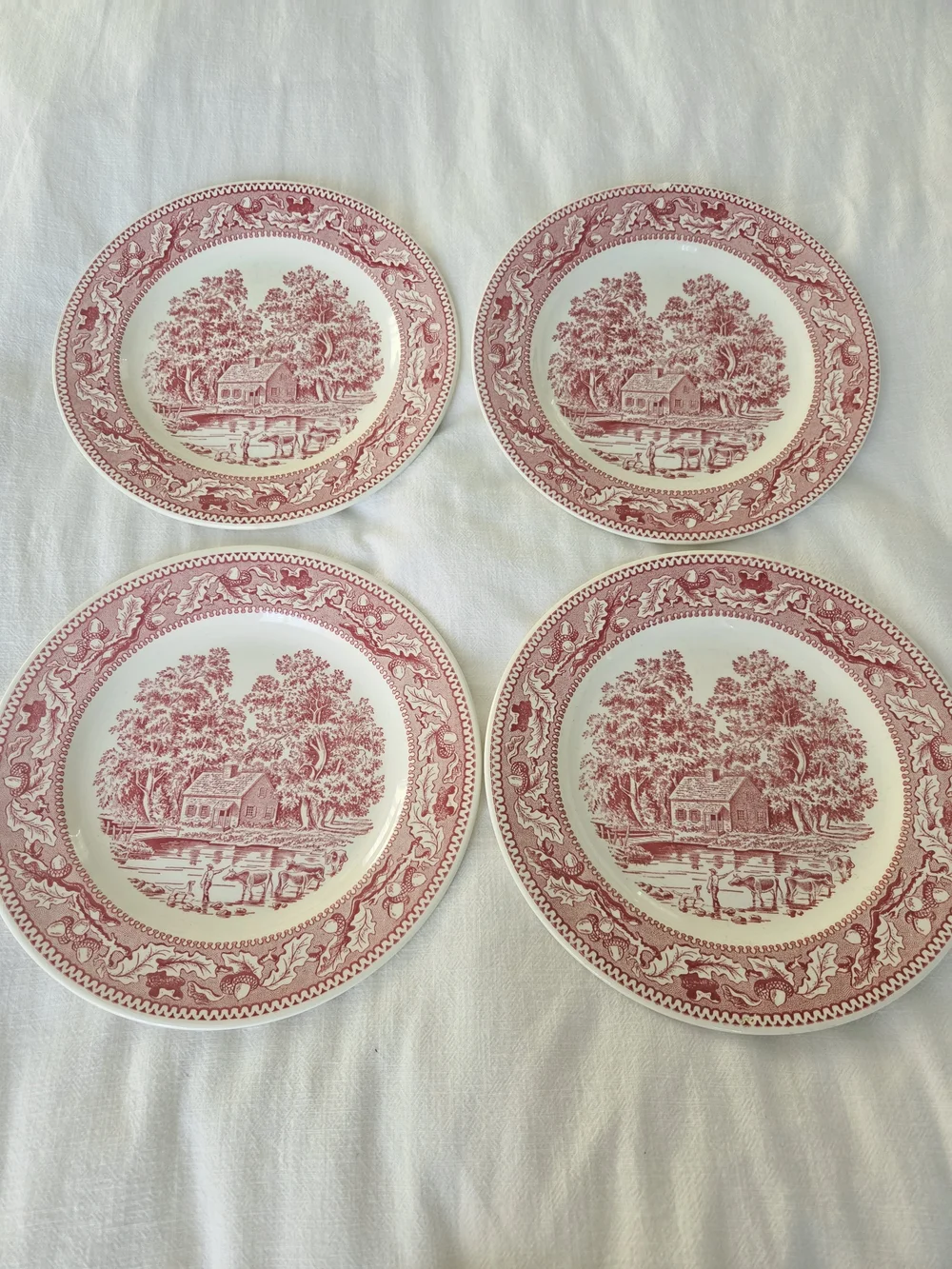 8 Vintage Memory Lane, Made In USA, Pink and White Dishes